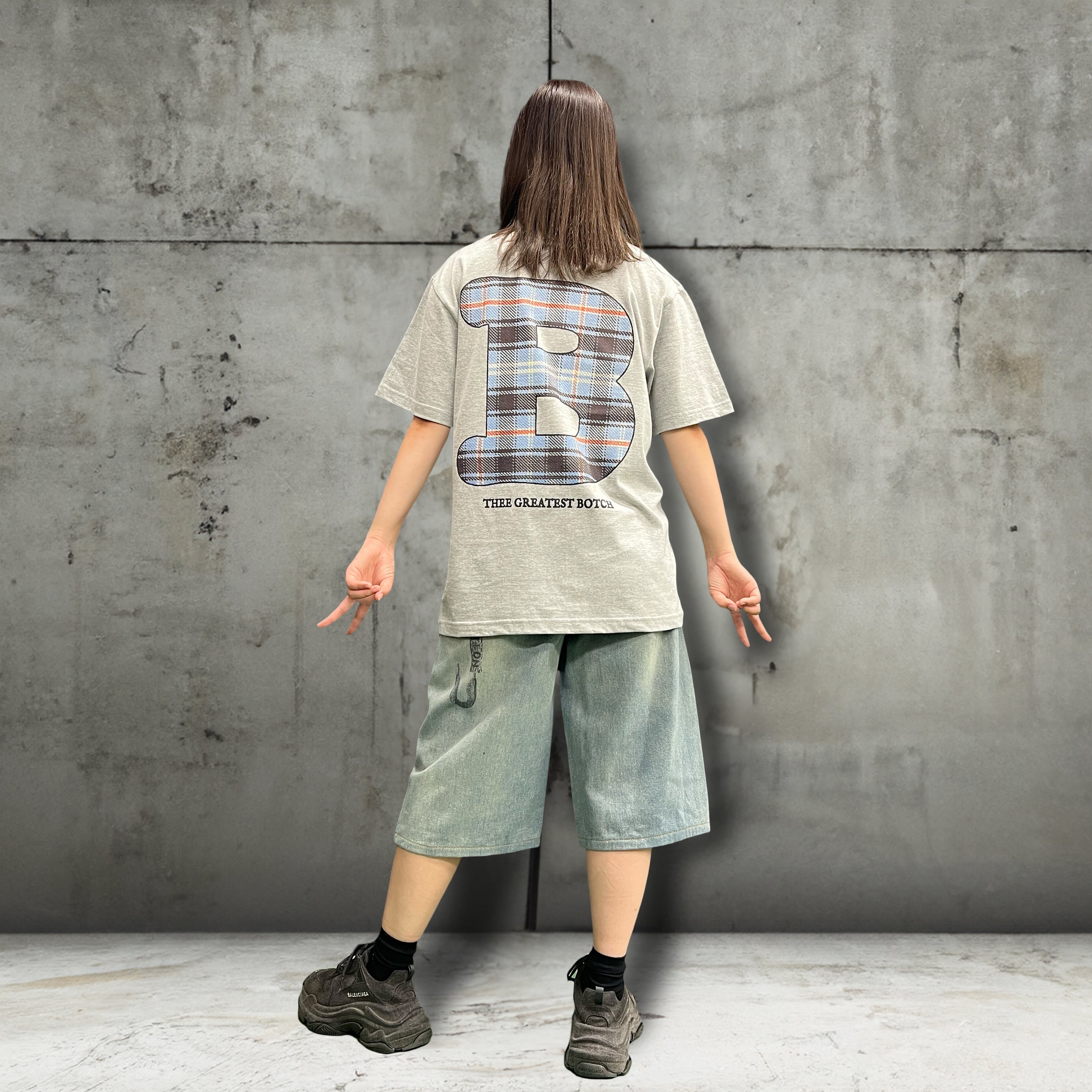 BチェックビッグプリントTシャツ | thee greatest botch